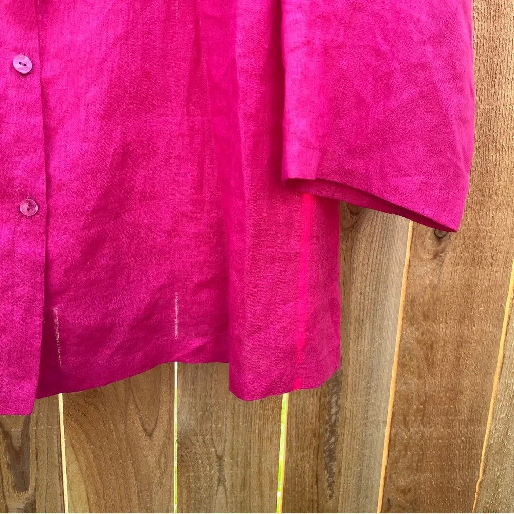 Eileen Fisher Bright Fuchsia Linen Button-Down Tunic 1X - Picture 3 of 5